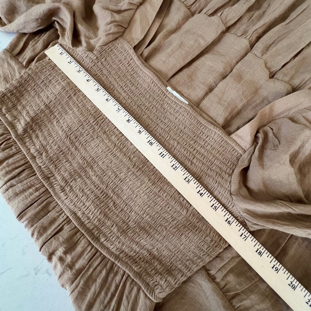 August Sky Smocked Tiered Maxi Dress Size L Puff Sleeve Boho Peasant Cottagecore - Picture 5 of 11